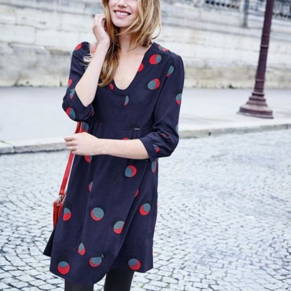 Boden Mollie Dress Navy Eclipsed Spot Size 6